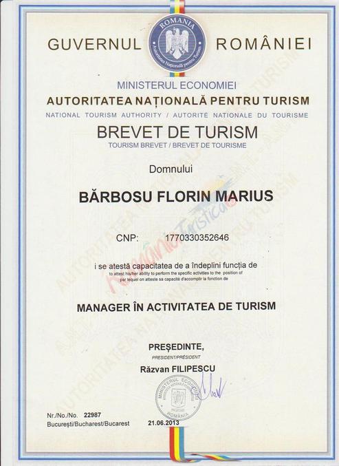 Obţinem brevete pentru  manageri de turism şi directori de turism