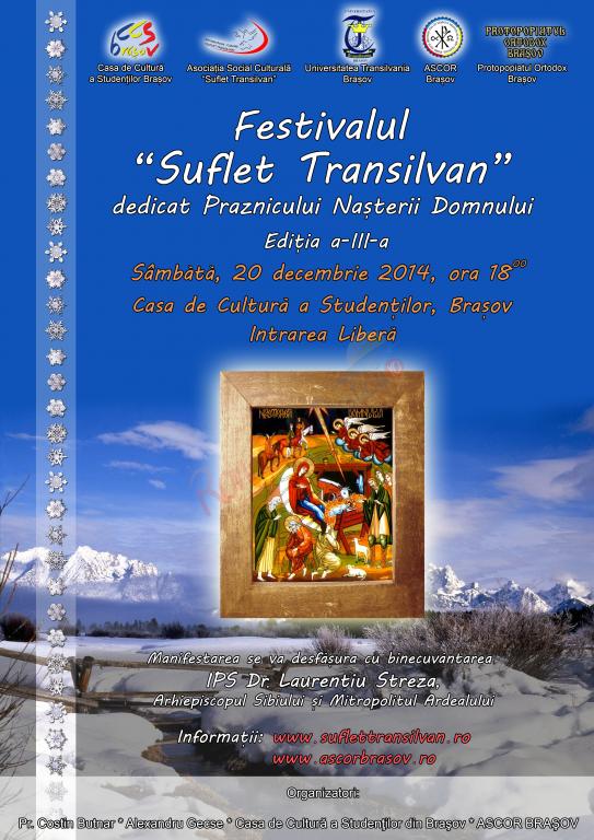 La Braşov se va deşfăşura Festivalul Suflet Transilvan, dedicat Praznicului Naşterii Domnului